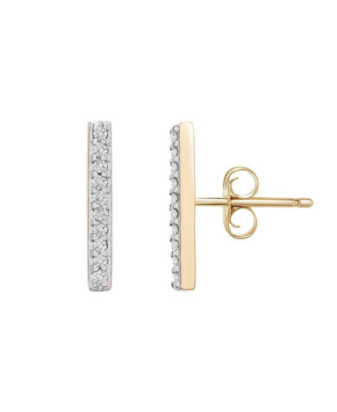 Diamond Bar Stud Earrings (1/10 ct. t.w.) in 14k Yellow Gold, Created for Macy's