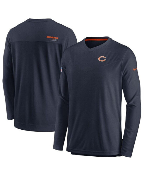 Men's Navy Chicago Bears 2022 Sideline Coach Chevron Lock Up Performance Long Sleeve V-Neck T-shirt