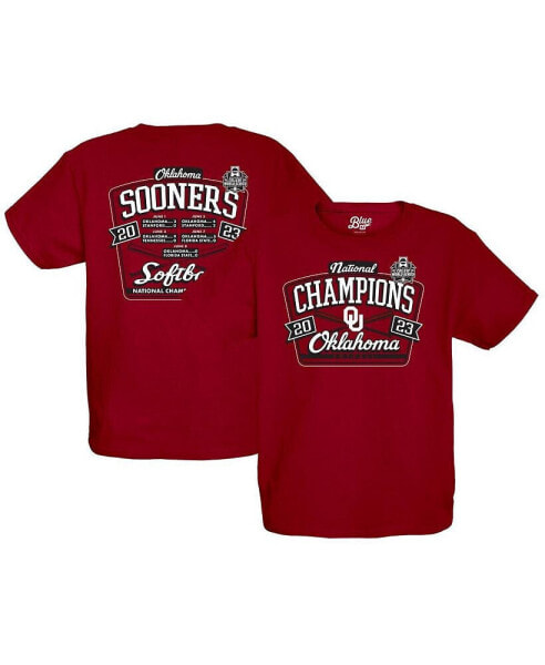Big Boys Crimson Oklahoma Sooners 2023 NCAA Softball Women's College World Series Champions Schedule T-shirt