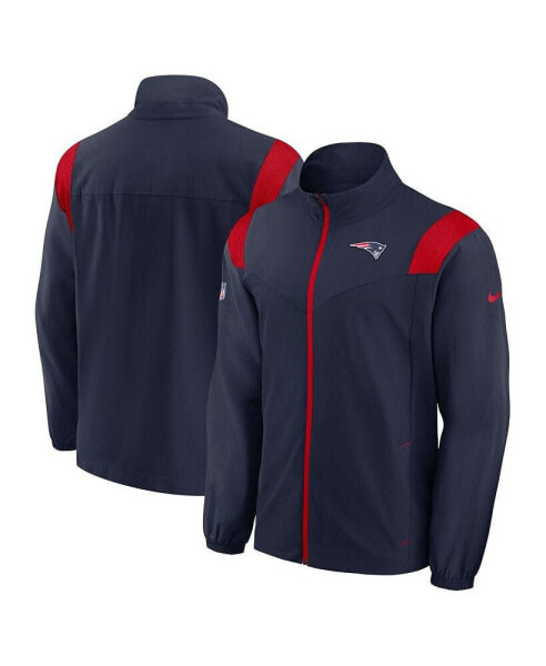 Men's Navy New England Patriots Sideline Woven Logo Full-Zip Jacket