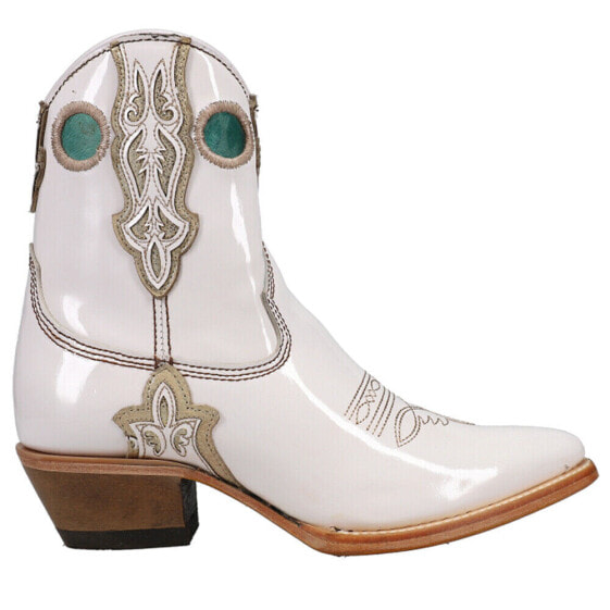 Corral Boots TooledInlay Embroidery Pointed Toe Cowboy Booties Womens White Casu