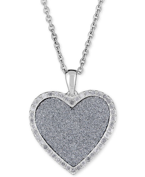 Macy's diamond Glitter Heart 18" Pendant Necklace (1/4 ct. t.w.) in Sterling Silver