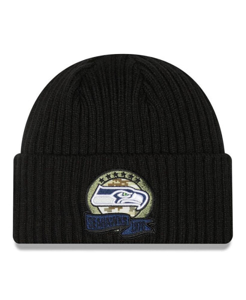 Men's Black Seattle Seahawks 2022 Salute To Service Knit Hat