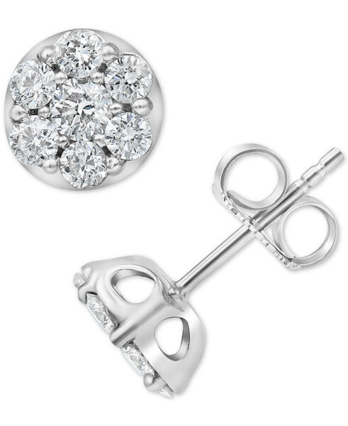Lab-Created Diamond Cluster Stud Earrings (1 ct. t.w.) in Sterling Silver