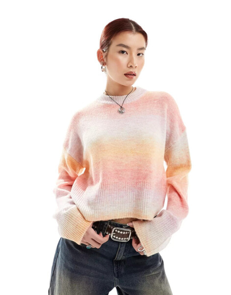 Noisy May ombre jumper in pink