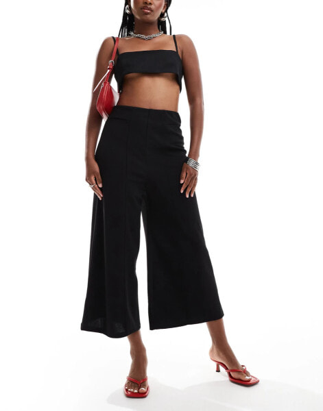 River Island wide leg culotte in black