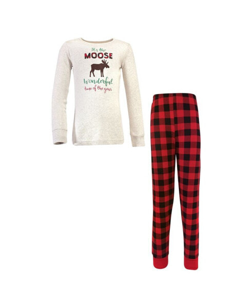 Little Boys Unisex Holiday Pajamas, Moose Wonderful Time