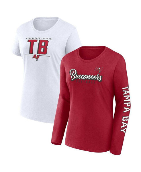 Women's Red, White Tampa Bay Buccaneers Two-Pack Combo Cheerleader T-shirt Set