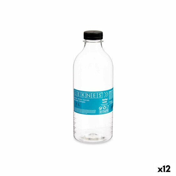 Бутылка для воды Leknes Чёрный Прозрачный Пластик 1 л 8,3 x 23 x 8,3 см (12 штук)
