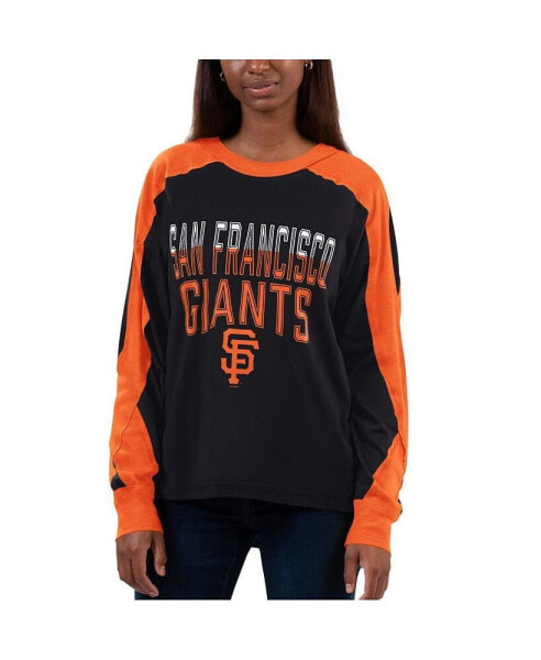 Women's Black, Orange San Francisco Giants Smash Raglan Long Sleeve T-shirt