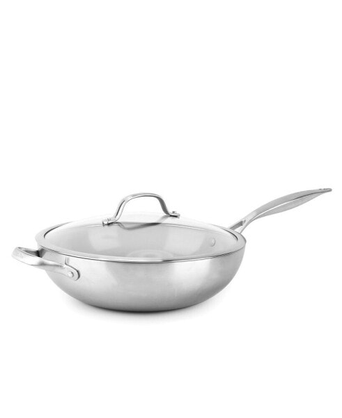 Venice Pro Stainless Steel 12" Ceramic Nonstick Covered Wok