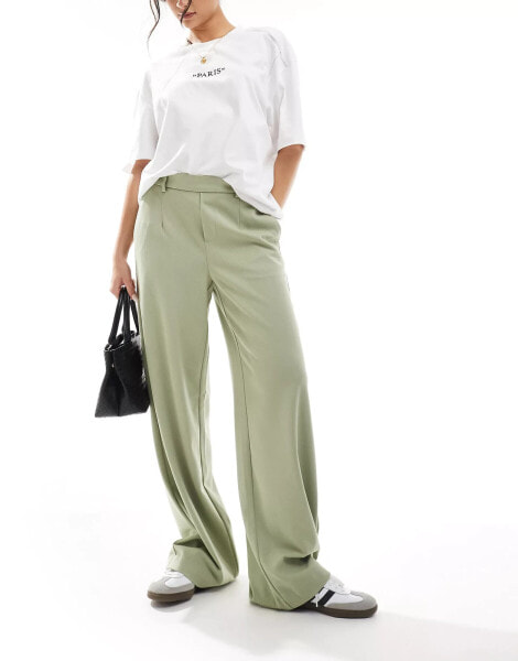 Object wide leg trousers in tea green