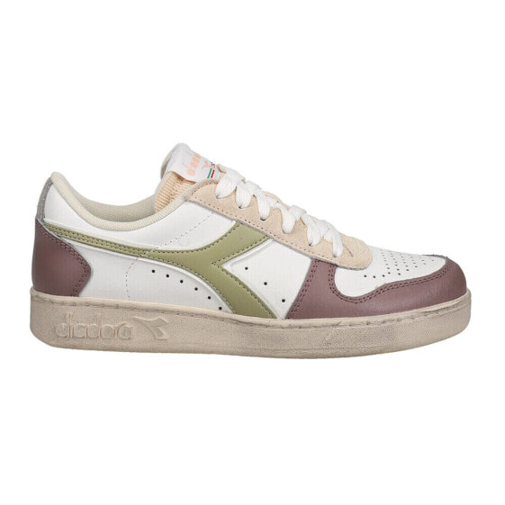 Diadora Magic Basket Low Icona Lace Up Womens Brown, White Sneakers Casual Shoe