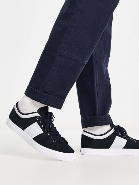 Fred Perry underspin twill tipped trainers in navy 