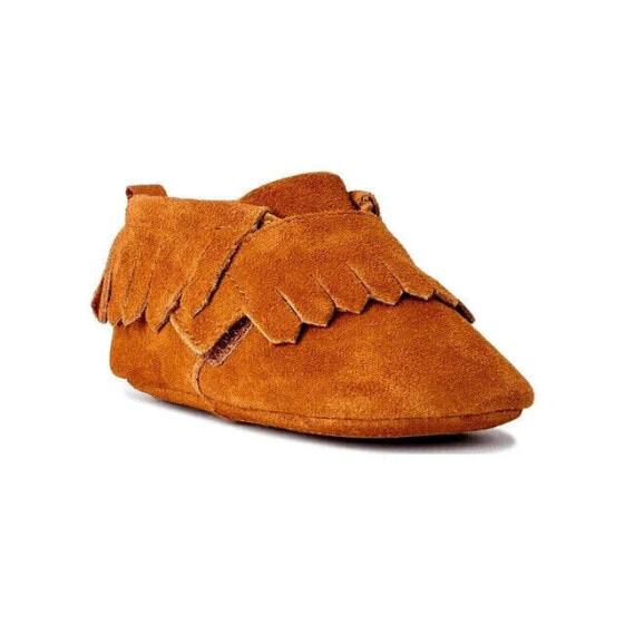 Wonder Nation Boys Brown Suede Pull-On Round Toe Fringed Moccasin Booties US 4