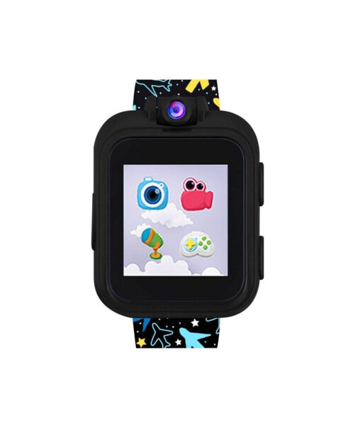 iTouch Black Smartwatch for Kids Airplane Print 42mm