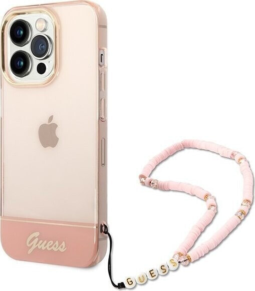 Guess Etui Guess GUHCP14XHGCOHP Apple iPhone 14 Pro Max różowy/pink hardcase Translucent Pearl Strap