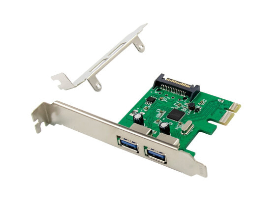 Conceptronic EMRICK 2-Port USB 3.0 PCIe Card - PCIe - USB 3.2 Gen 1 (3.1 Gen 1) - PCI 2.0 - SATA 15-pin - Green - PC