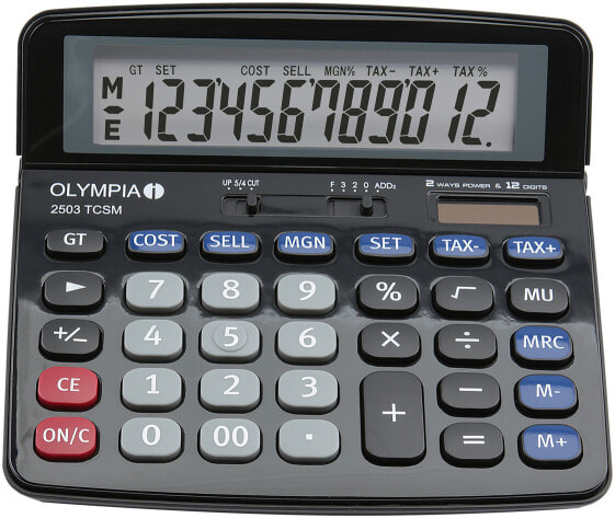 Olympia 2503 - Desktop - Financial - 12 digits - Battery/Solar - Black - Blue - Grey