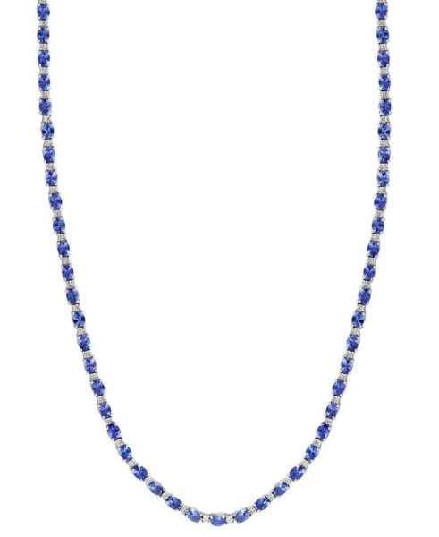 EFFY® Tanzanite (12-1/10 ct. t.w.) & Diamond (1/5 ct. t.w.) 18" Tennis Necklace in Sterling Silver
