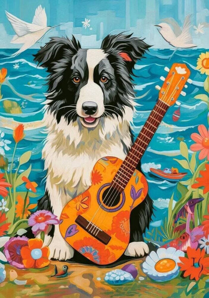 Castorland Puzzle 100 Collie, Guitar and the Sea CASTOR