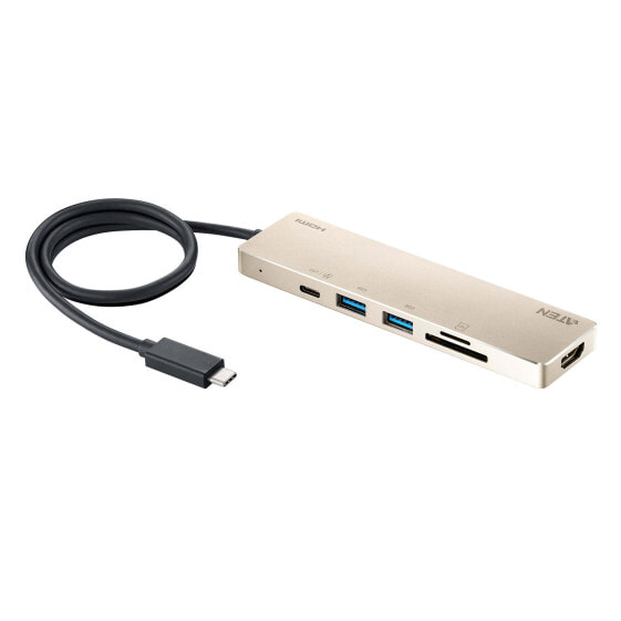 ATEN UH3239 - Wired - USB 3.2 Gen 1 (3.1 Gen 1) Type-C - 60 W - Gold - SD,SDHC,SDXC - 3840 x 2160 pixels