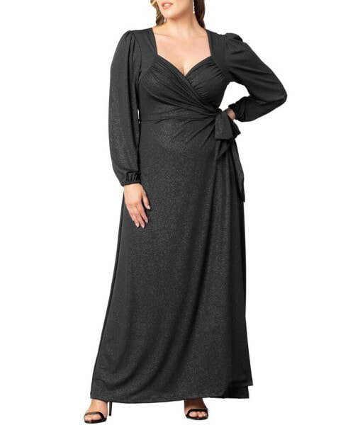 Women's Plus Size Modern Muse Long Sleeve Wrap Gown