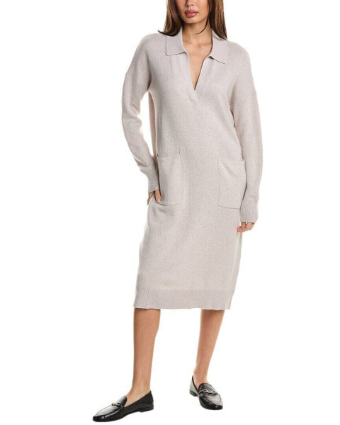 Forte Cashmere Split Neck Polo Cashmere-Blend Sweaterdress Women's