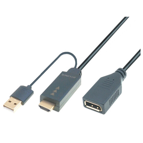 M-CAB HDMI male + USB Power to Displayport female - 4K@30Hz - 0.30m - black - 0.3 m - HDMI + USB - DisplayPort - Male - Female - Straight