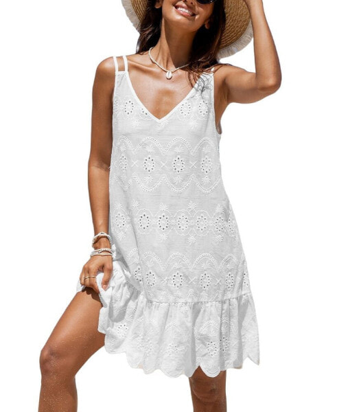 Women's Floral Eyelet Cover-Up Beach Dress