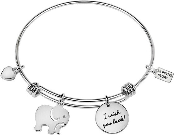 Steel fixed bracelet Elephant with heart LPS05APZ12