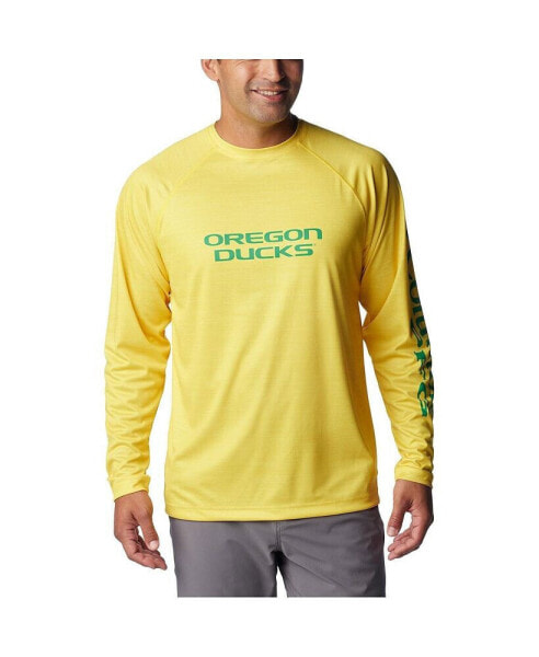Men's Yellow Oregon Ducks PFG Terminal Tackle Omni-Shade Raglan Long Sleeve T-shirt