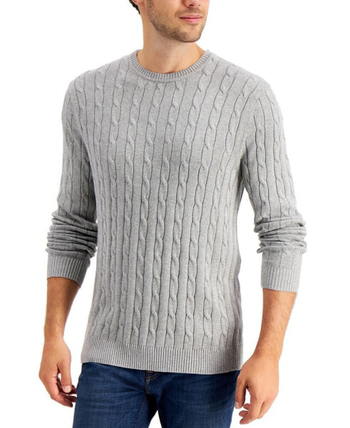 Свитер мужской Club Room Cable-Knit Cotton Sweater, созданный для Macy's