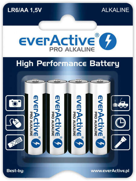 Одноразовые батарейки - everActive LR64BLPA AA Alkaline 1.5 V 4 шт. 3000 mAh