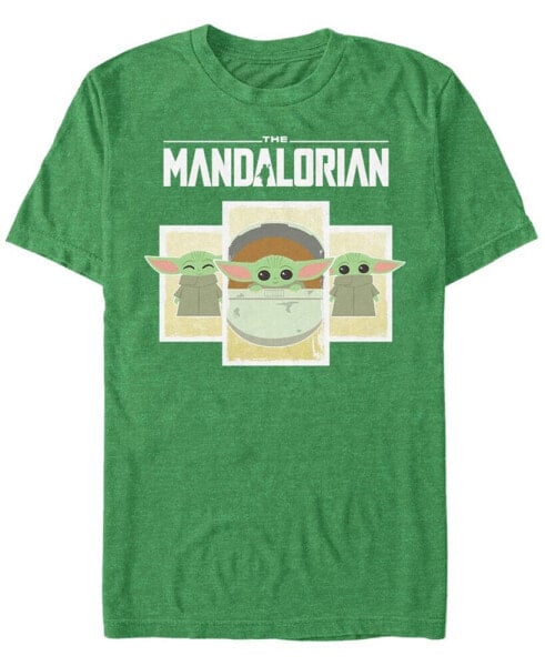 Star Wars The Mandalorian The Child Cartoon Panels Short Sleeve Men's T-shirt