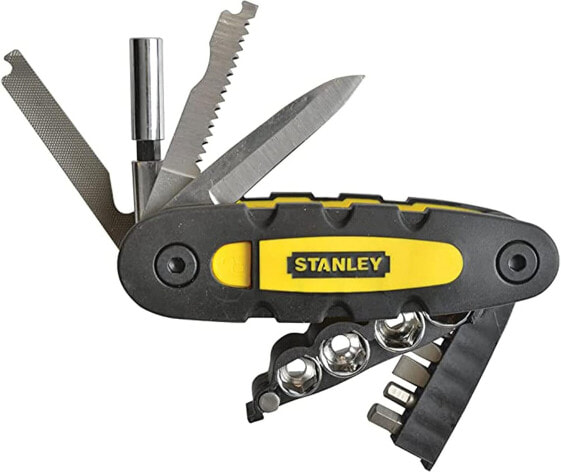 Stanley 14-in-1 Multifunktionswerkzeug (enthält Steckschlüssel, Bits, Messerklinge, Feile, Säge und Flaschenöffner, kompaktes Klappdesign, leichte Auswahl des benötigten Werkzeugs) STHT0-70695