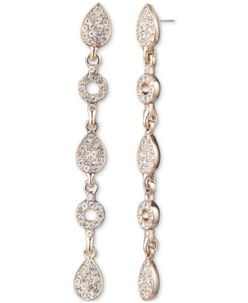 Gold-Tone Pavé Circle & Pear-Shape Linear Drop Earrings