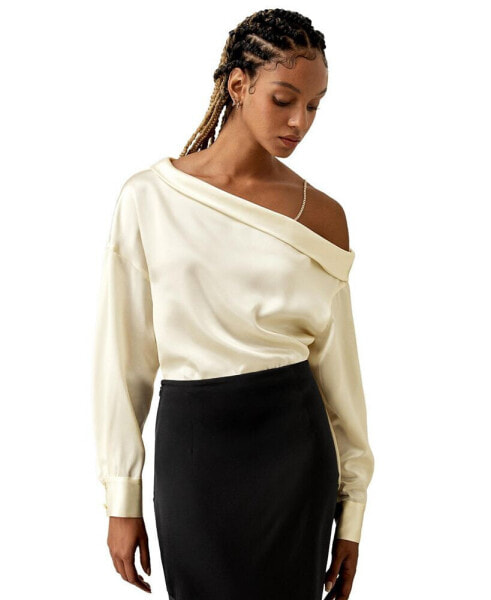 Women's Silk Chic One-Shoulder Top for Women