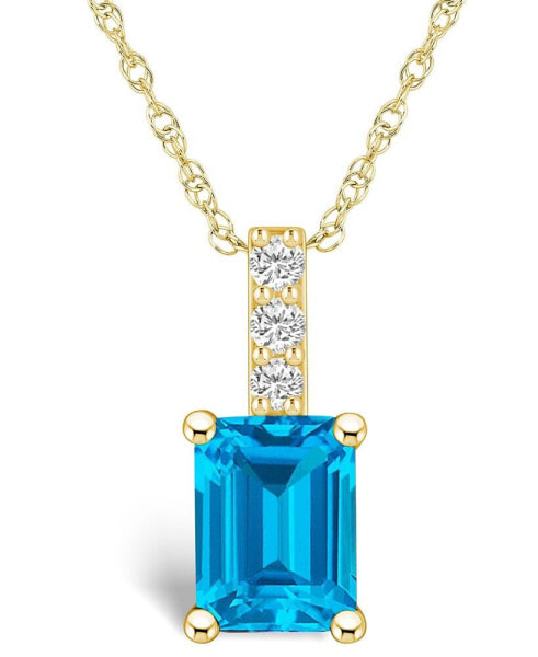 Macy's blue Topaz (2 Ct. T.W.) and Diamond Accent Pendant Necklace in 14K Yellow Gold