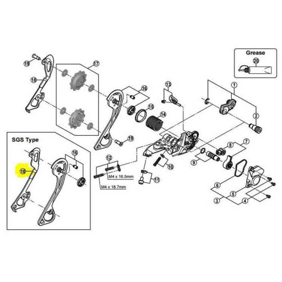 SHIMANO XT M780/M781/M785 SGS 10s Interior Pulley Carrier Leg