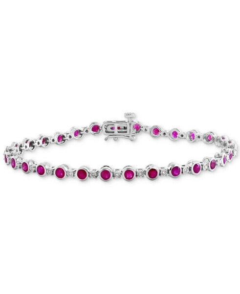 EFFY® Sapphire (3-1/6 ct. t.w.) & Diamond (1/10 ct. t.w.) Tennis Bracelet in Sterling Silver (Also available in Ruby)