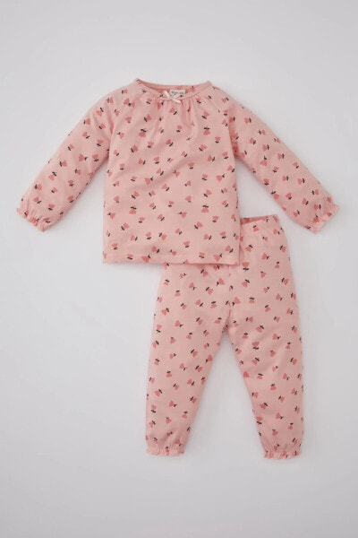 Kız Bebek Çiçekli Uzun Kollu Penye Pijama Takımı A9295a524sp