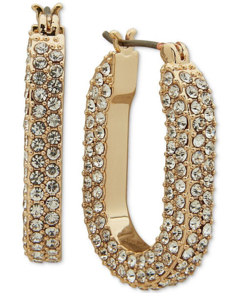 Gold-Tone Crystal Pavé Small Hoop Earrings, .87"