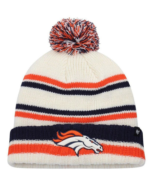 Big Boys and Girls Cream Denver Broncos Driftway Cuffed Knit Hat with Pom