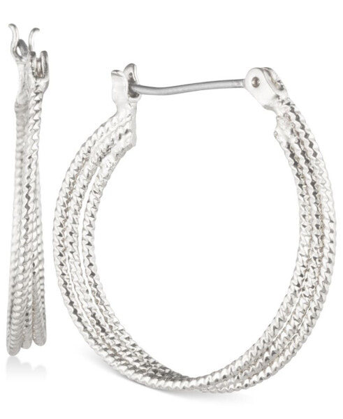 Multi-Row 1" Textured Hoop Earrings