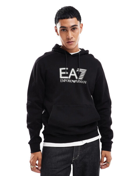 EA7 chest logo hoodie in black