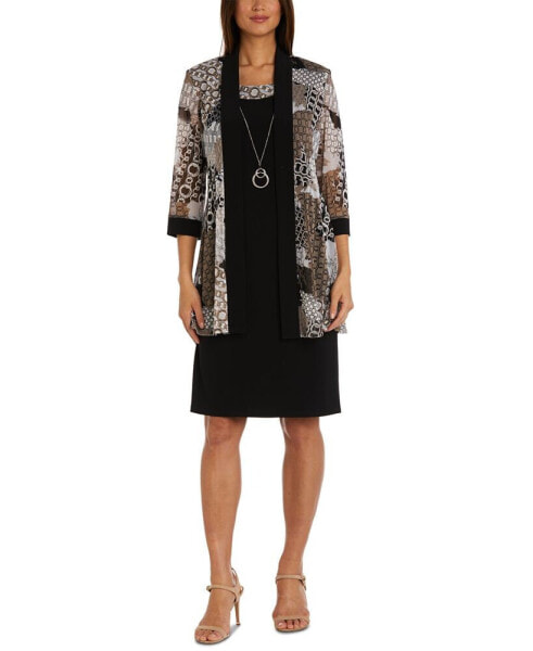 Women's Necklace Dress & Printed Jacket