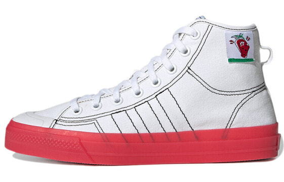 Кроссовки мужские adidas originals NIZZA Hi Rf в бело-красном цвете