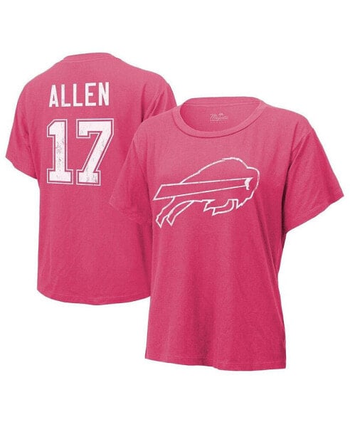 Women's Threads Josh Allen Pink Distressed Buffalo Bills Name and Number T-shirt