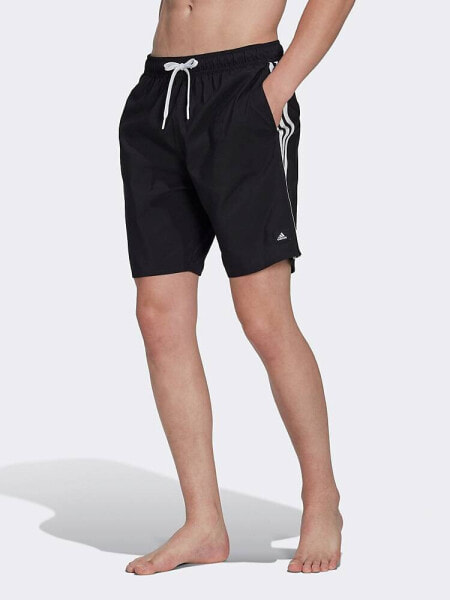 adidas 3-Stripes CLX Swim Shorts in Black